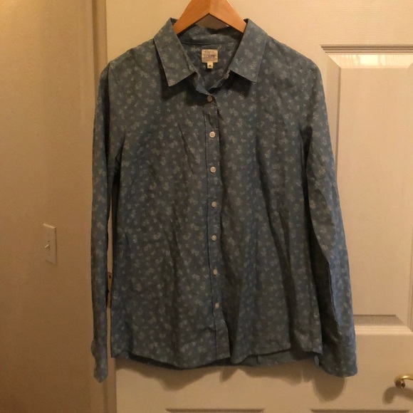 J. Crew Tops - JCrew Chambray Floral Button Down Shirt